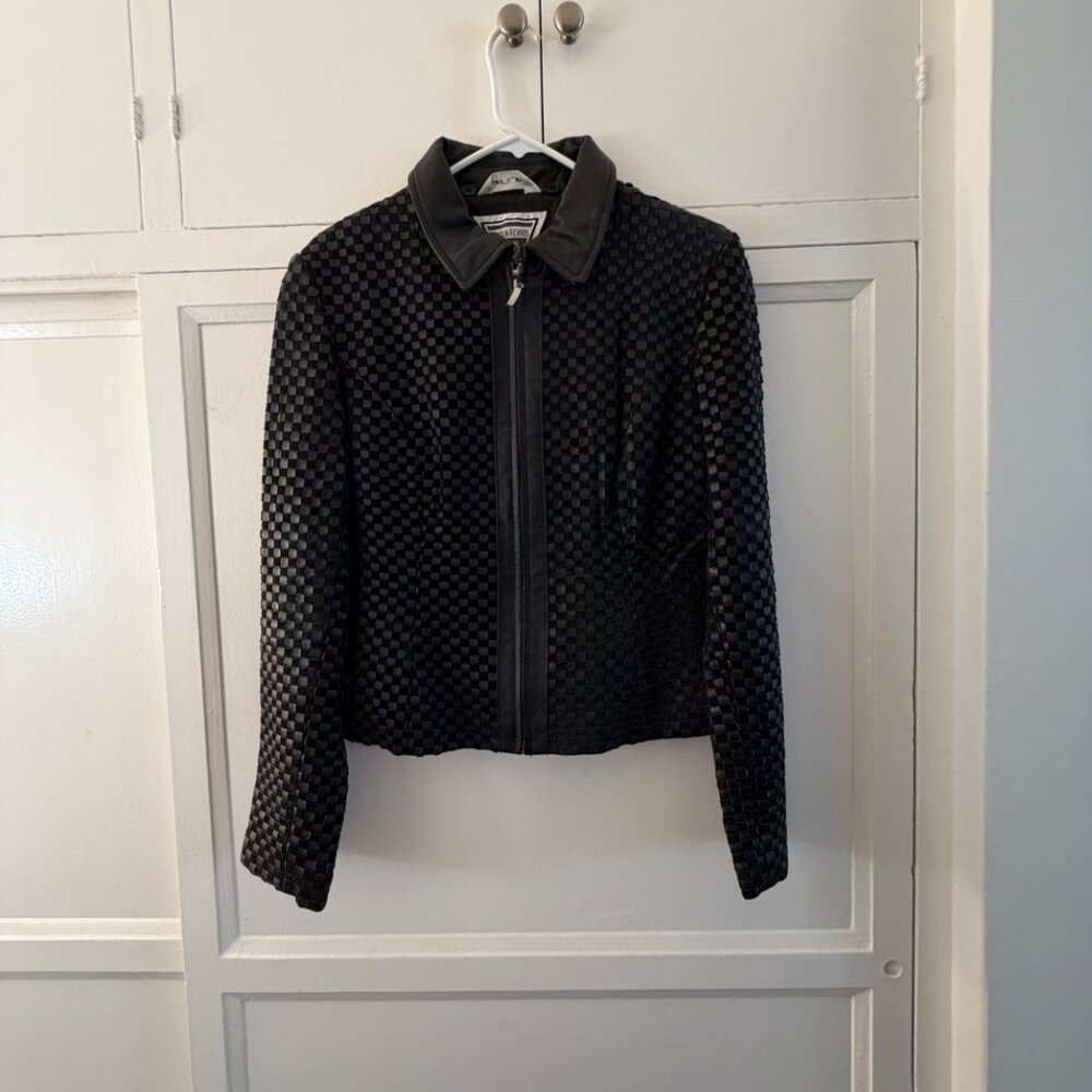 VINTAGE Marvin Richards quilted leather and suede jacket in black, size medium - Picture 2 of 5